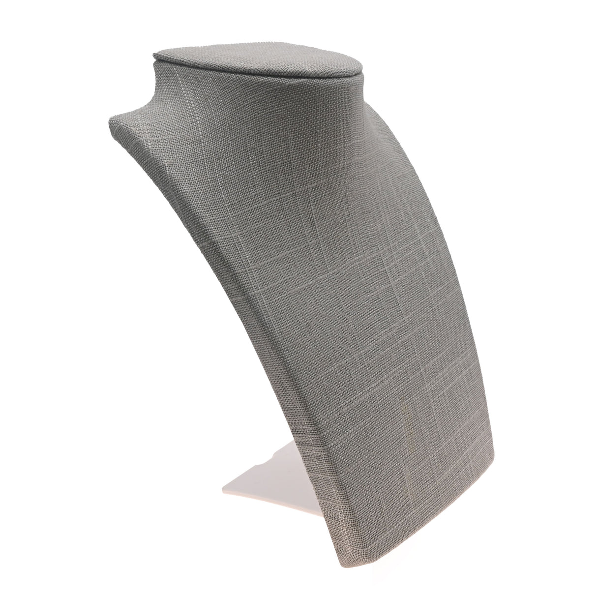Grey Linen Foldable Necklace Display Stand - 8.25" Tall Jewelry Bust