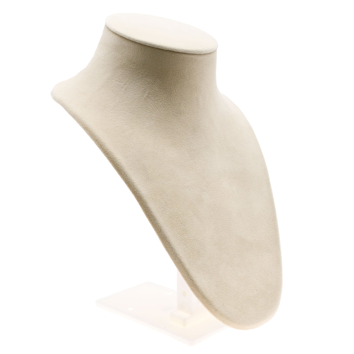 Adjustable Beige Faux Suede Necklace Bust - 9.5" Tall