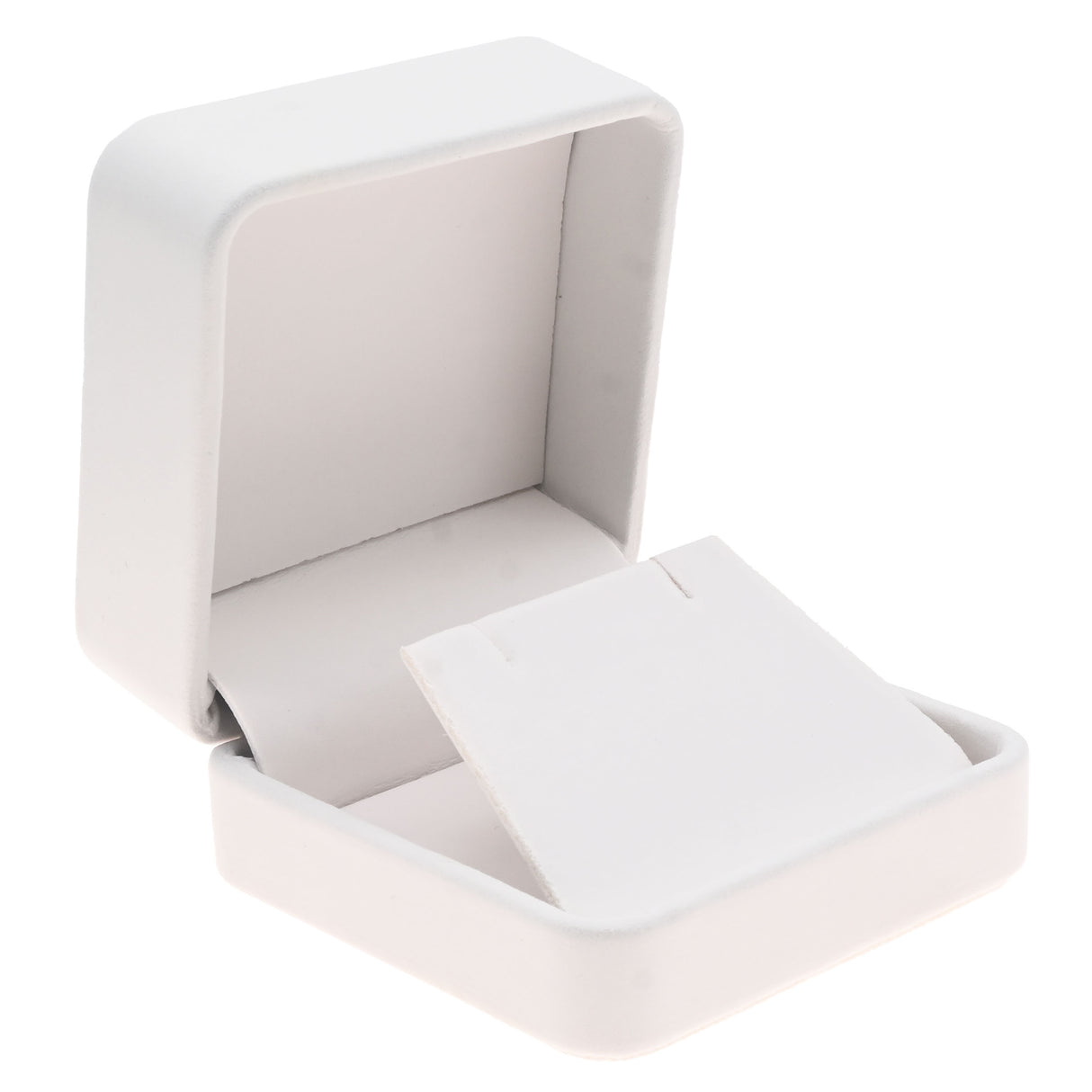 White Rounded Corner Leatherette Pendant & Earring Box – Pack of 12