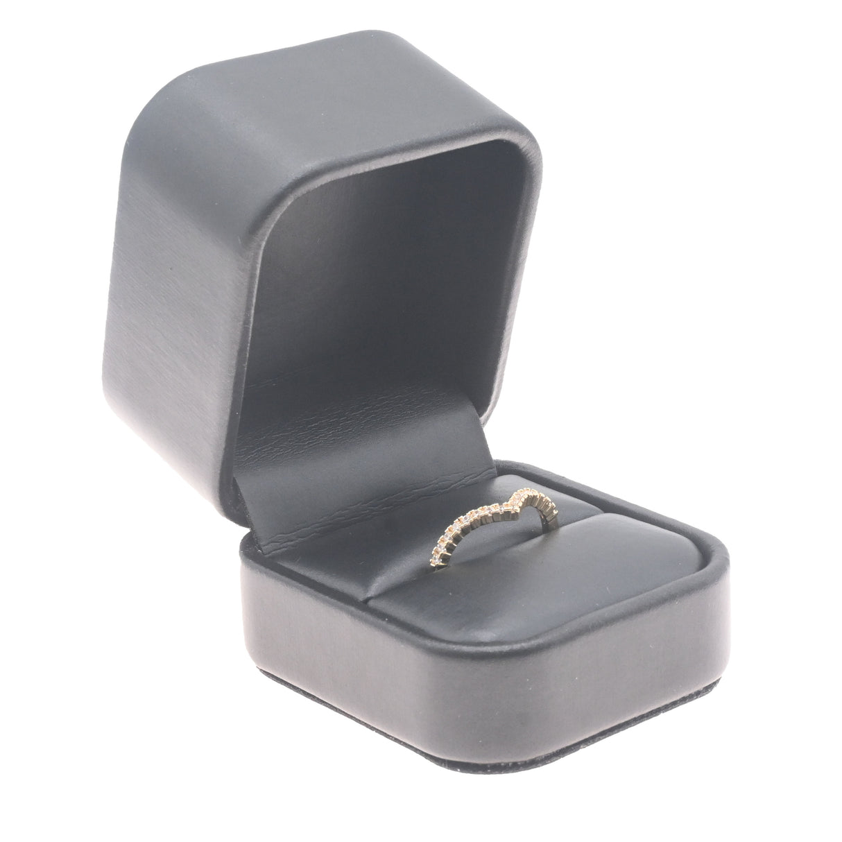 Black Leatherette Ring Gift Box – Pack of 12