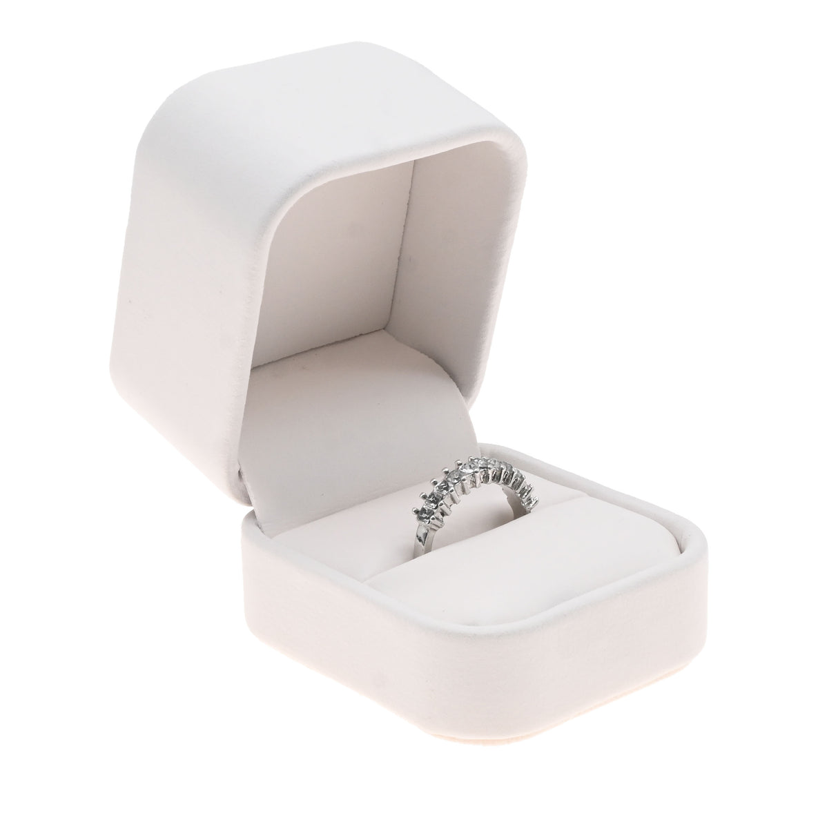 White Leatherette Ring Gift Box – Pack of 12