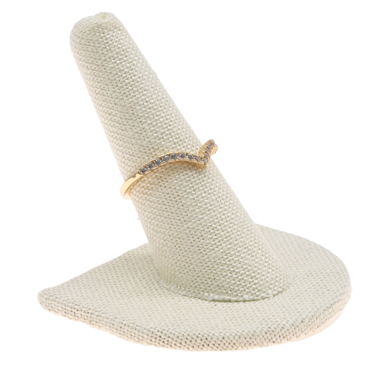 Beige Linen Single Finger Jewelry Ring Display