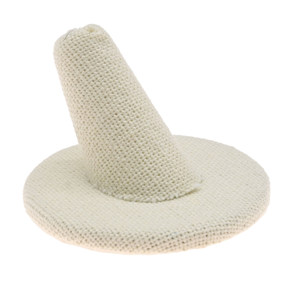 Beige Linen Single Finger Jewelry Ring Display, 1-1/4" Tall