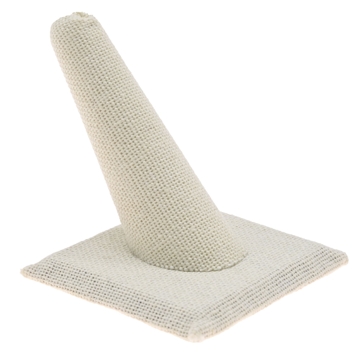 Beige Linen Square Base Single Finger Jewelry Ring Display