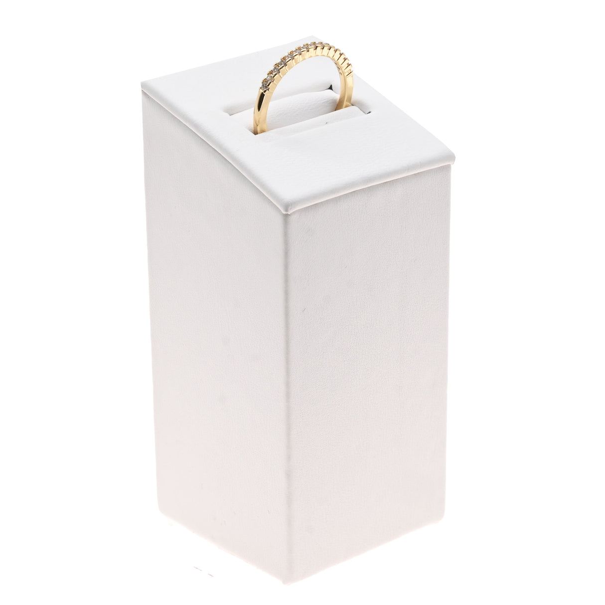 White Leatherette Jewelry Ring Stand, 3 1/4" Tall