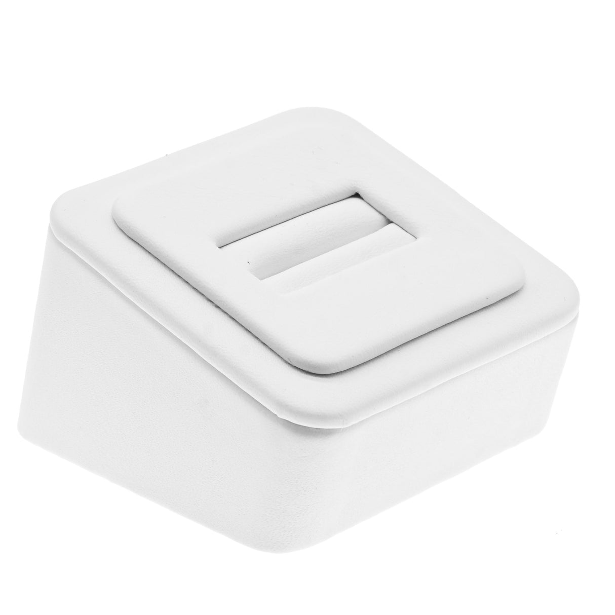 White Leatherette Single Slot Jewelry Ring Display