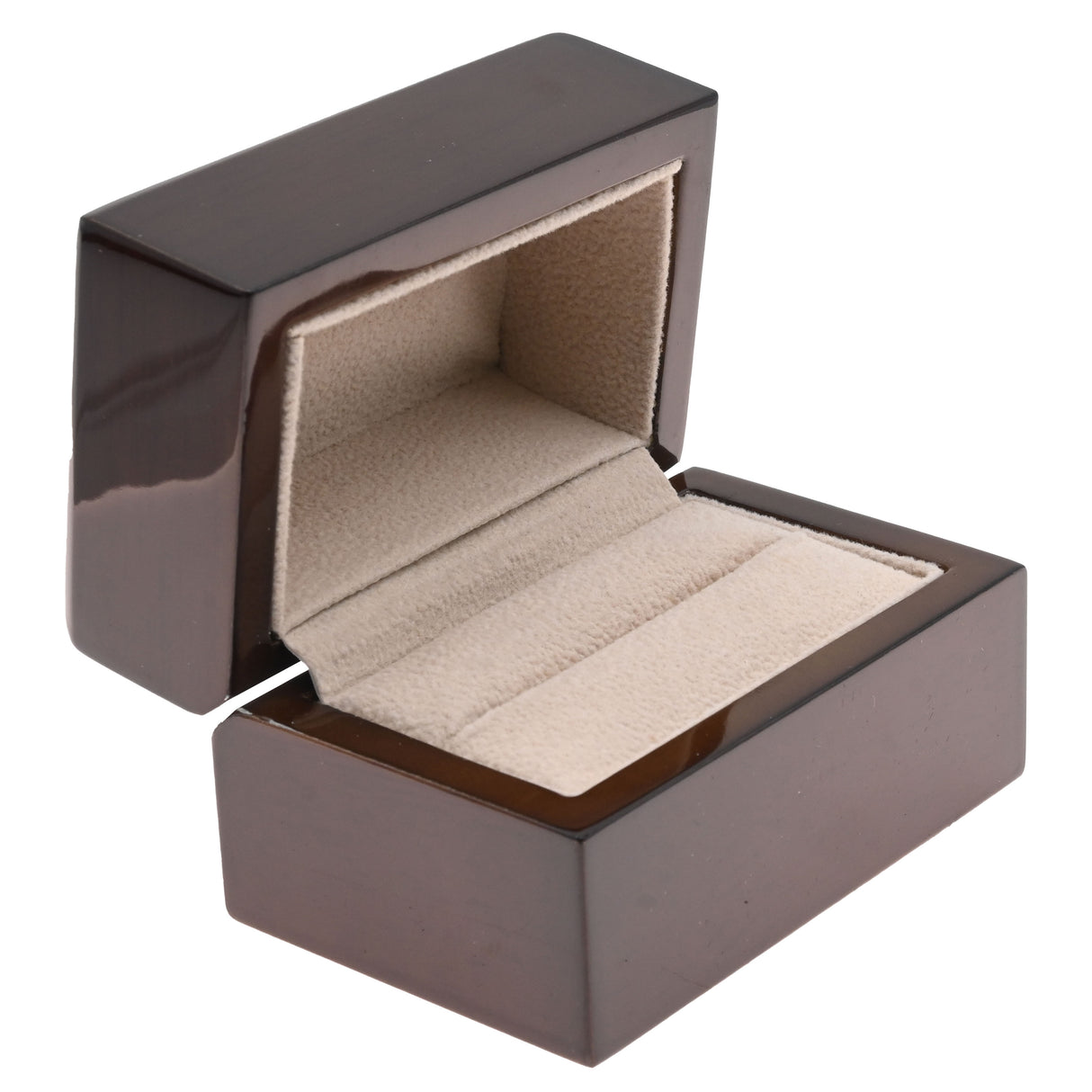 Premium Brown Veneer Dual Jewelry Ring Box