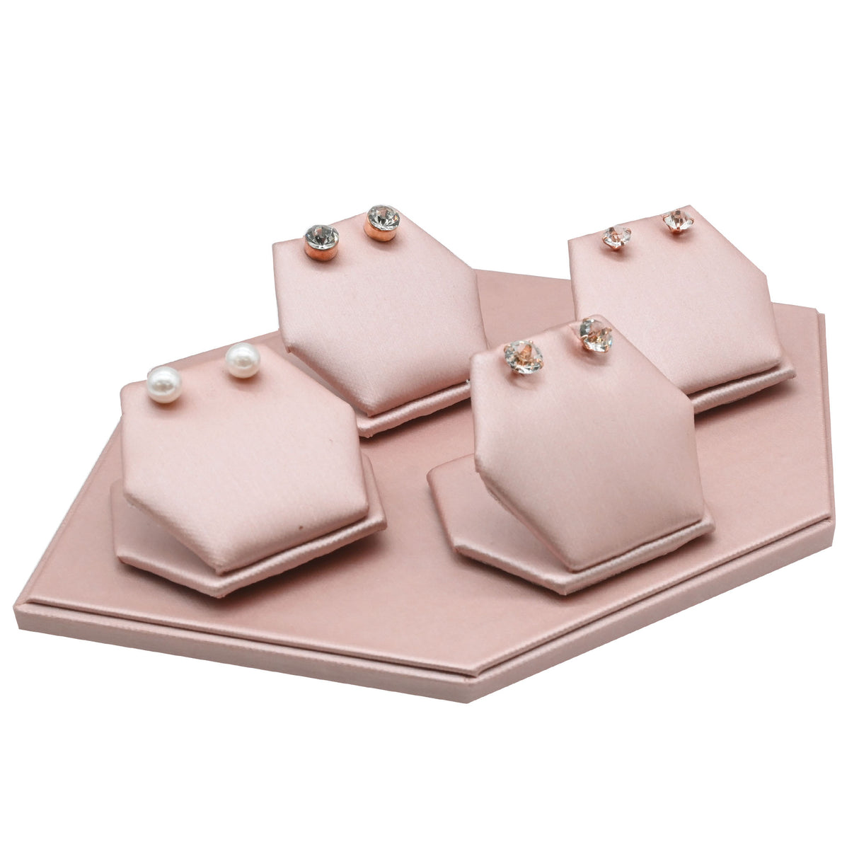 Champagne Pink Leatherette 4 Pendant / Earring Mini Display Set