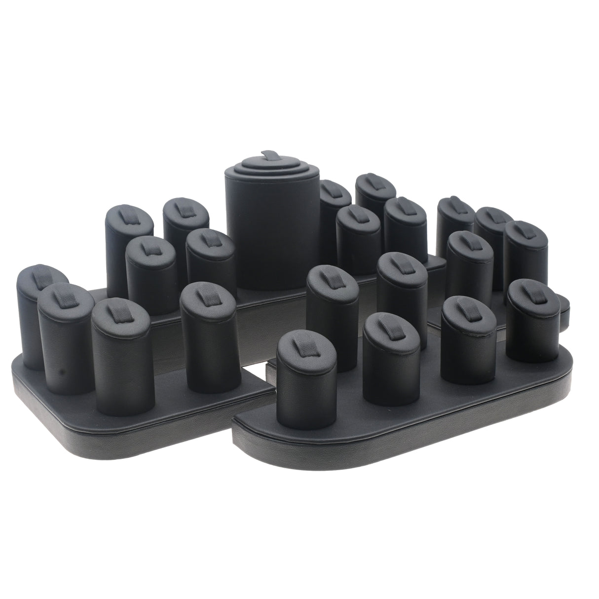 Black Leatherette Ring Display Set - Holds 23 Rings