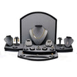 22-Piece Steel Grey & Black Leatherette Jewelry Showcase Display Set