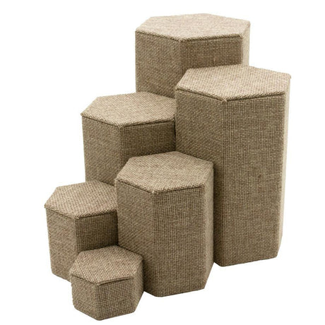 Brown Burlap 6 Piece Display Shelf Riser Set