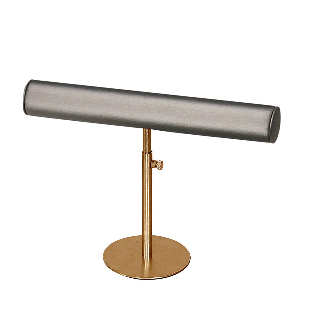 Steel Grey Leatherette Adjustable Height Jewelry Display T-Bar - 8" ~ 11" Tall