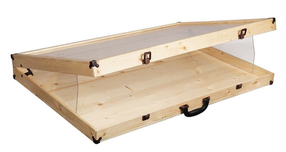 Natural Wood Glass Top Large Display Case - 36" x 24" x 4" H