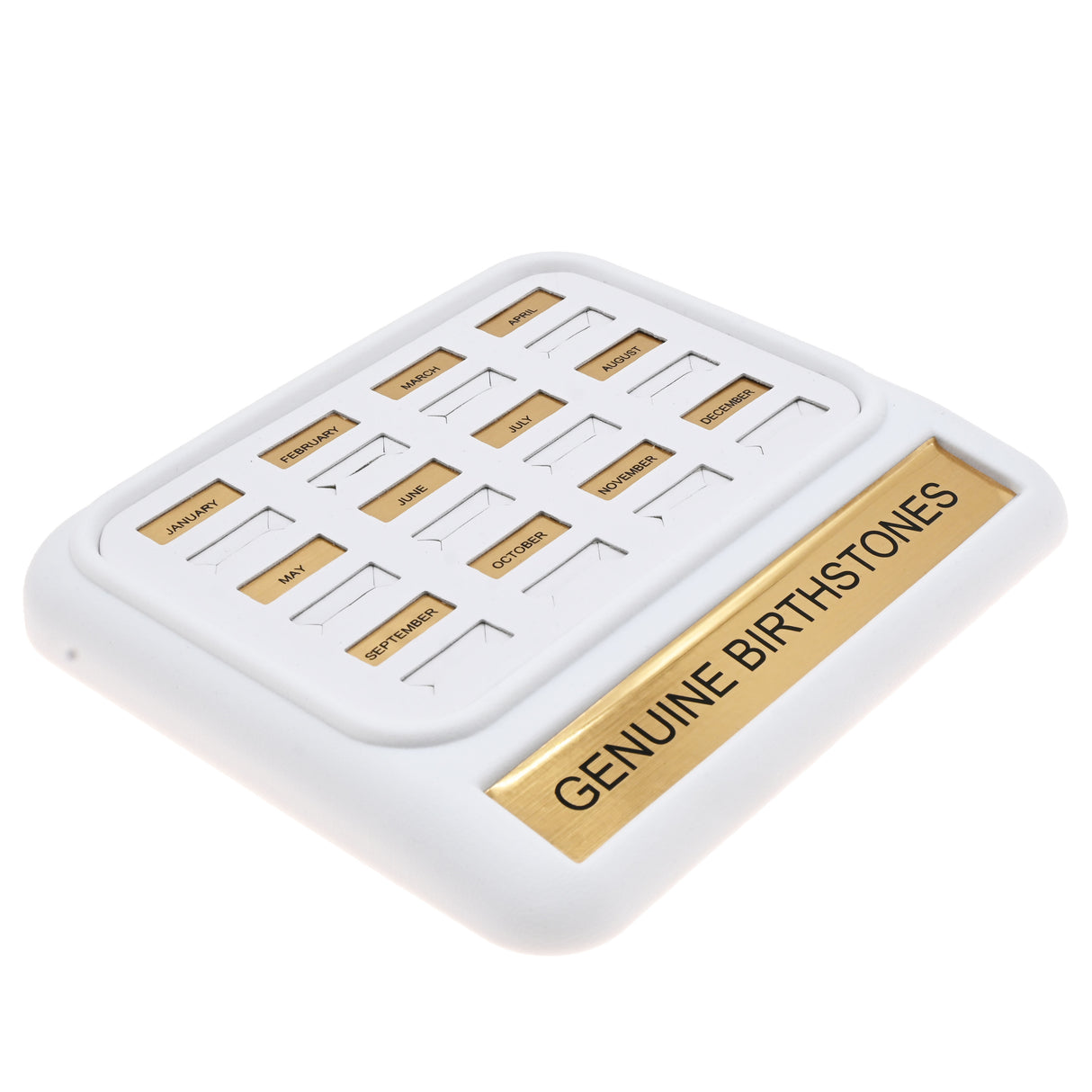 White Leatherette 12 Slot Birth Stone Display Tray