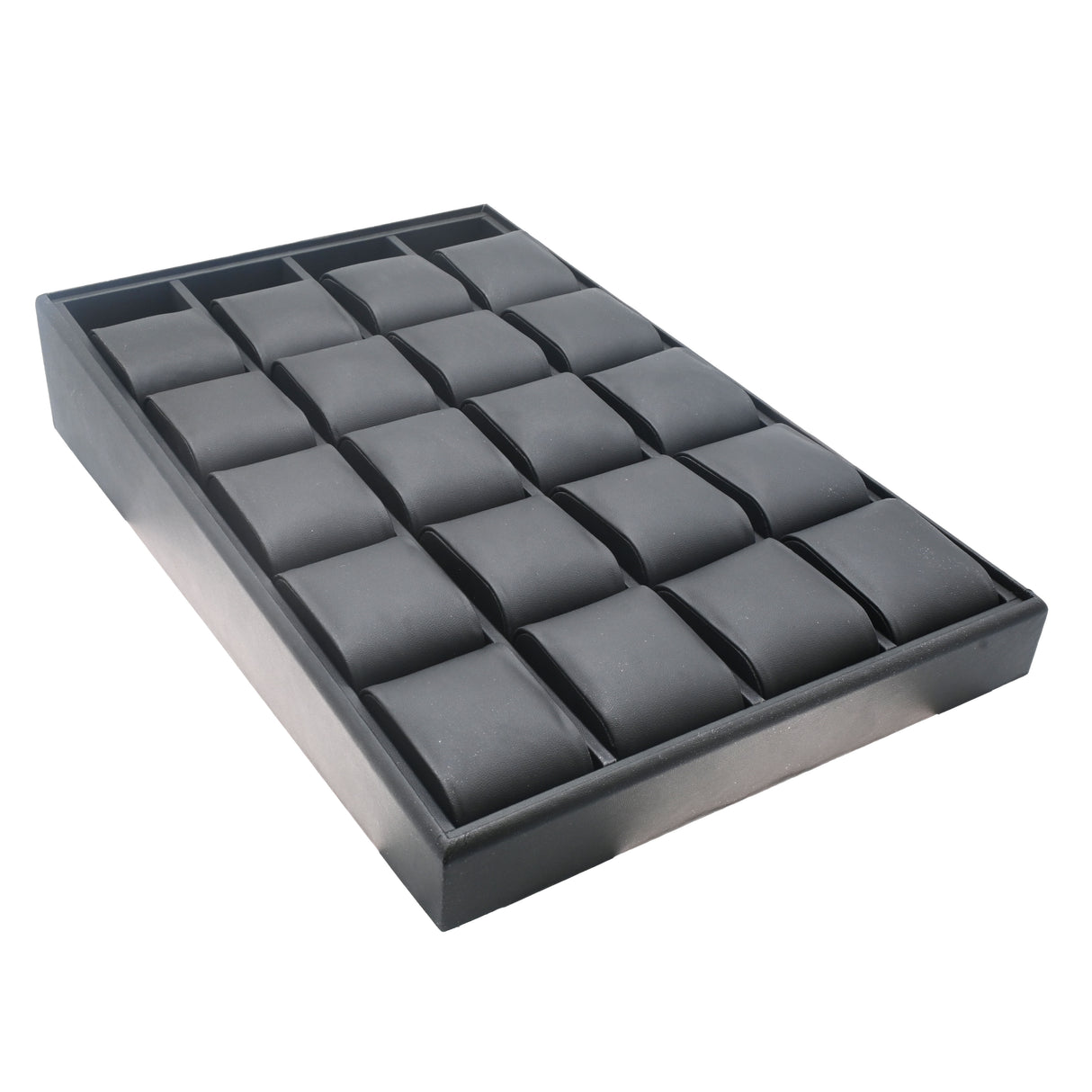 Black Leatherette Watch Display Tray - Holds 20 Watches