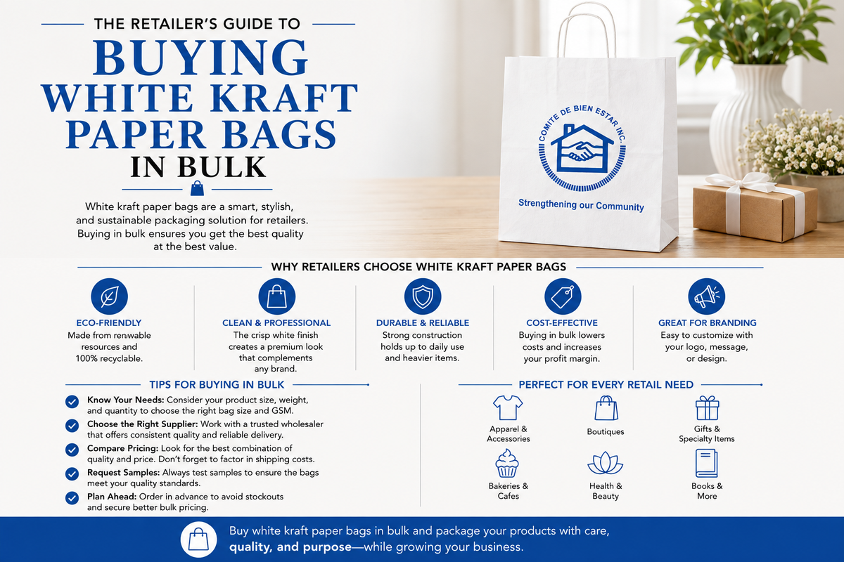 The Retailer's Guide to Buying White Kraft Paper Bags in Bulk