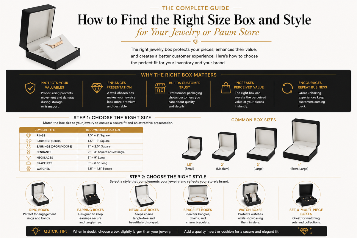 How to Find the Right Size Box and Style for Your Jewelry or Pawn Store
