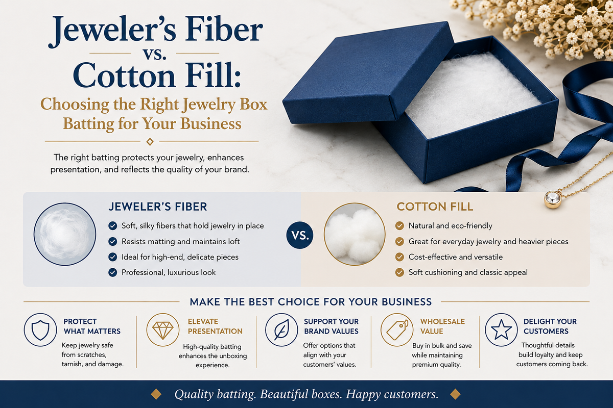 Jeweler's Fiber vs. Cotton Fill: Choosing the Right Jewelry Box Batting for Your Business