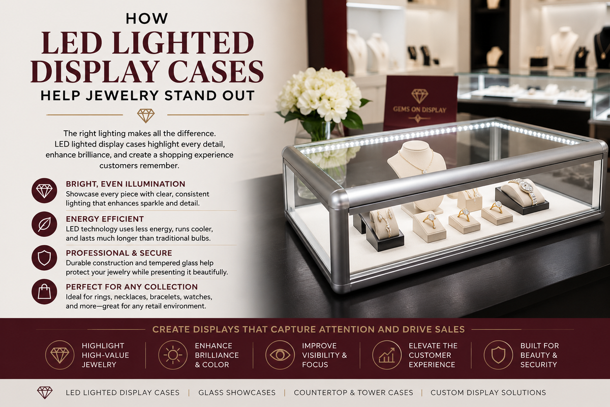 How LED Lighted Display Cases Help Jewelry Stand Out