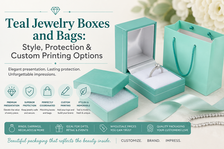 Teal Jewelry Boxes and Bags: Style, Protection & Custom Printing Options