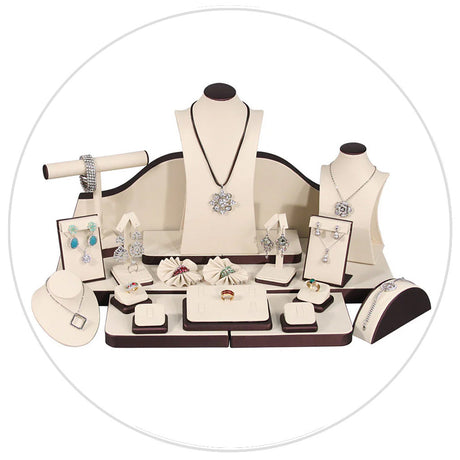 Beige Jewelry Showcase Display Set