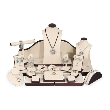 Beige Jewelry Showcase Display Set