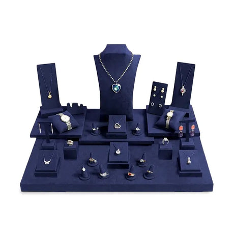 Blue Jewelry Showcase Display Sets