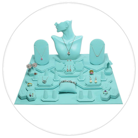 Blue Jewelry Showcase Display Sets
