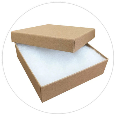 Kraft cotton filled jewelry gift box with soft cotton insert
