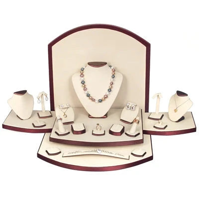 Beige Jewelry Showcase Display Set