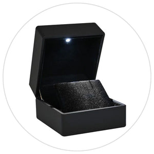 LED lighted jewelry box for engagement rings and luxury proposals