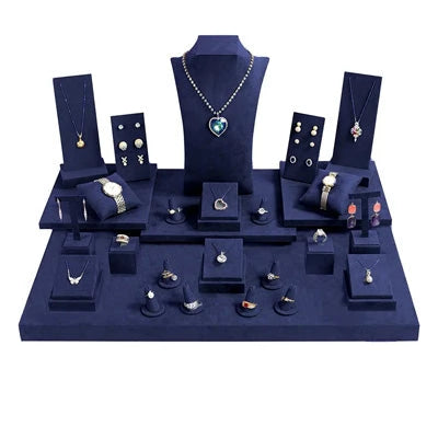 Blue Jewelry Showcase Display Sets