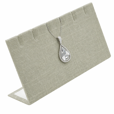 Grey Linen Jewelry Earring / Pendant Stand, Holds 3 Pairs