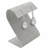 Grey Linen Curved Jewelry Earring Stand, 3-1/4" Tall