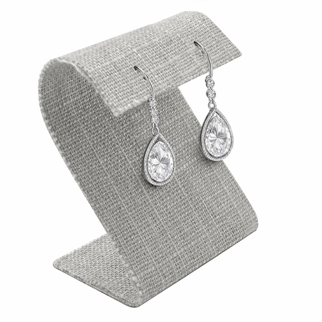Grey Linen Curved Jewelry Earring Stand, 3-1/4" Tall