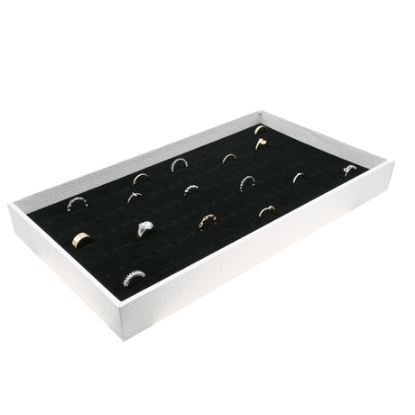 White Leatherette Full-Size Jewelry Tray - 1" Deep