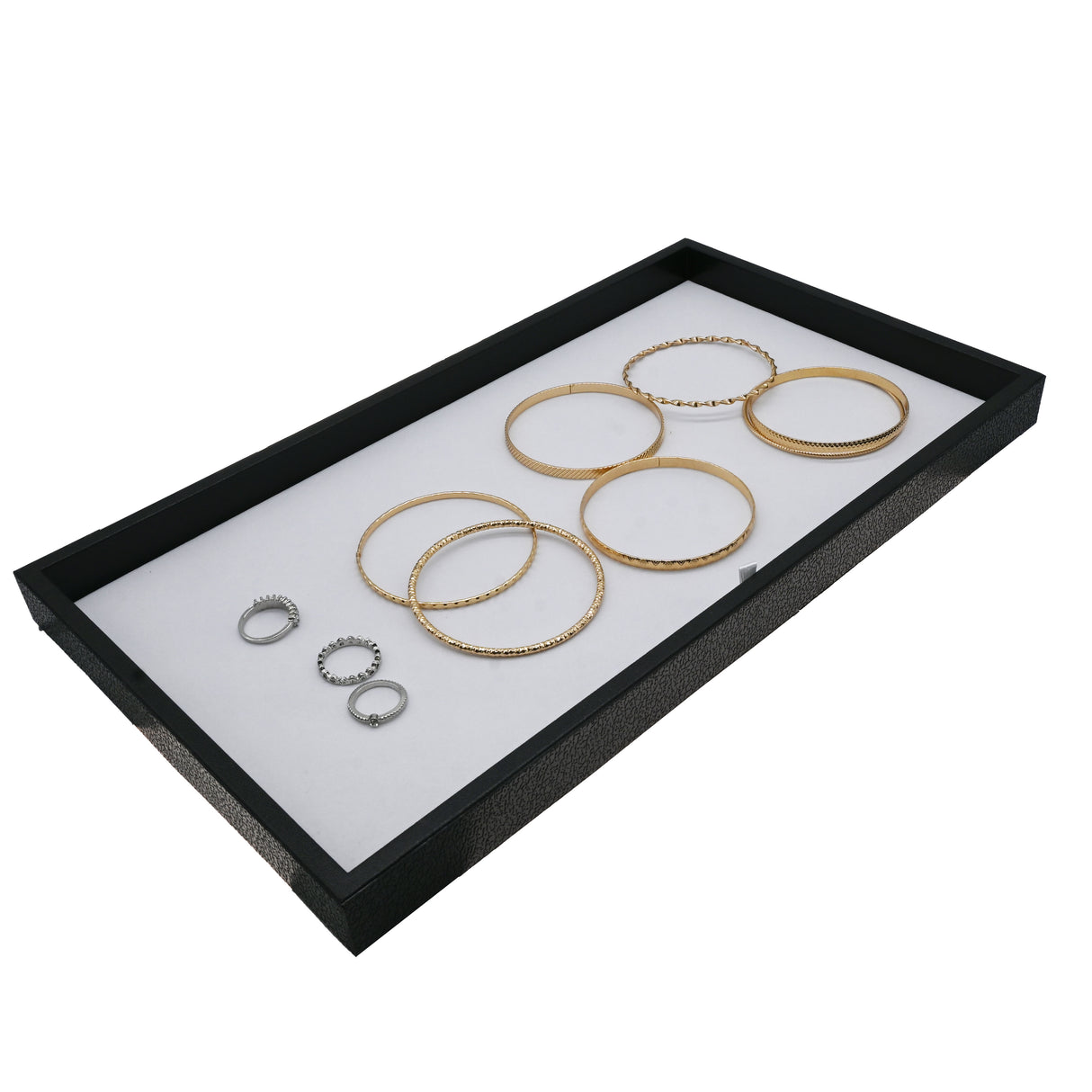 Black Plastic Stackable Full Size Jewelry Display Tray, 1" Tall