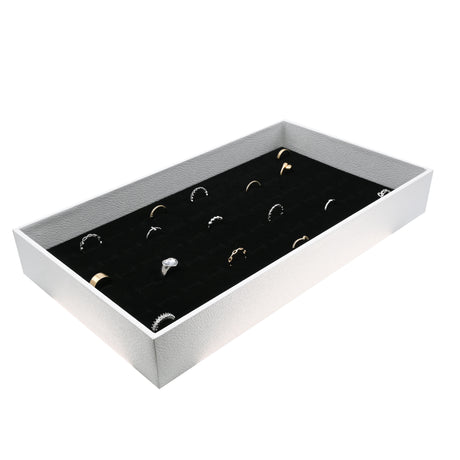 White Leatherette Full-Size Jewelry Tray - 2" Deep