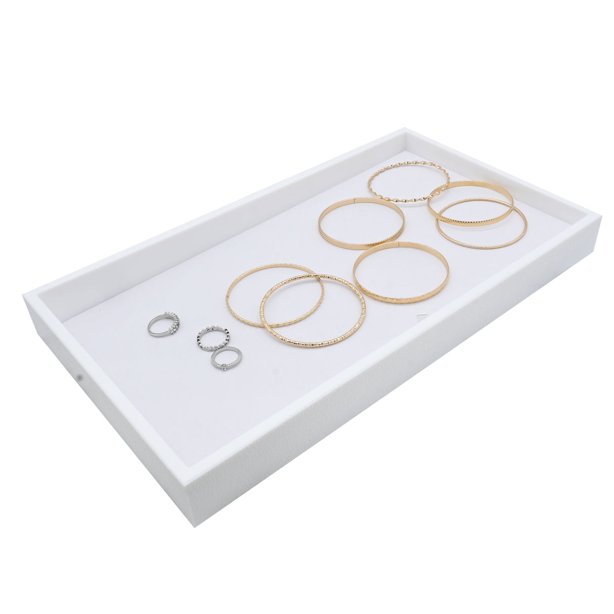 Stackable Jewelry Tray-White-Full Size-1-1/2"