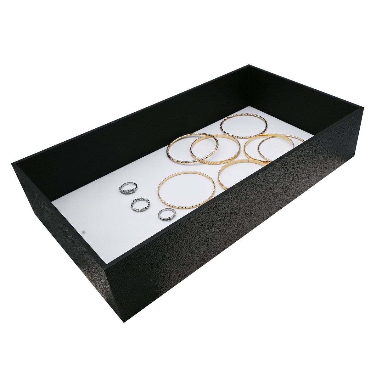 Black Leatherette Full-Size Jewelry Tray - 3" Deep