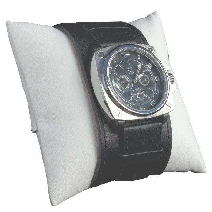 White Leatherette Jewelry Bracelet / Watch Pillow 