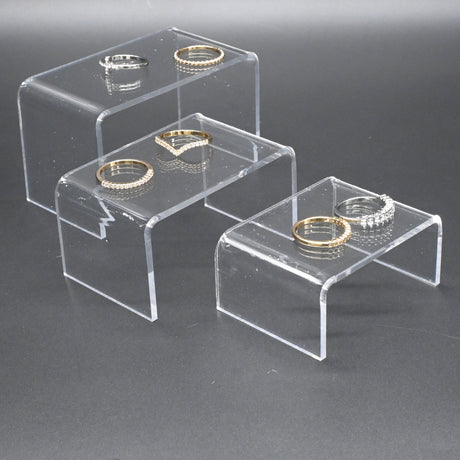 Clear Acrylic 3 Piece Display Shelves Riser Set