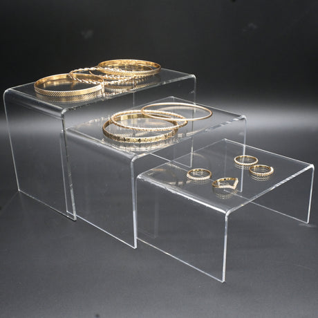 Clear Acrylic 3 Piece Display Shelves Riser Set
