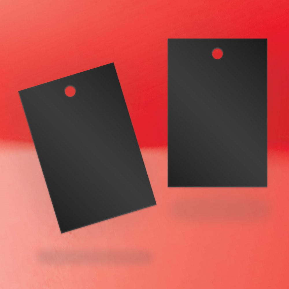 Matte Black Custom Hang Tag Square - 1-1/4" x 1-7/8" (100 pcs)