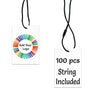Matte White Custom Hang Tag Square - 1-1/4" x 1-7/8" (100 pcs)