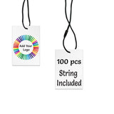 Shimmer White Custom Hang Tag Square - 1-1/4" x 1-7/8" (100 pcs)