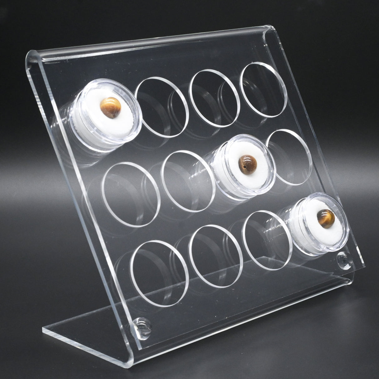 Clear Acrylic 12 Compartment Gemstone Jar Holder - Jars Diameter 1-1/8"