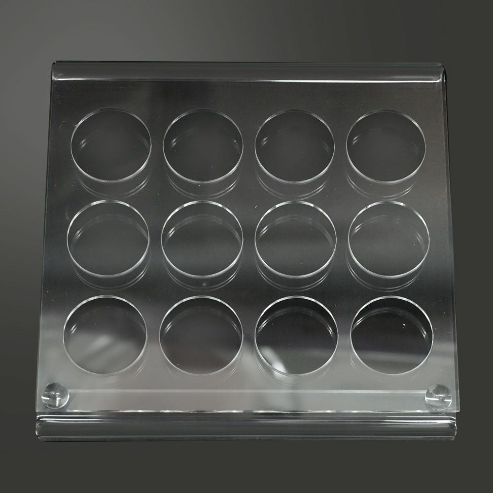 Clear Acrylic 12 Compartment Gemstone Jar Holder - Jars Diameter 1-1/8" 