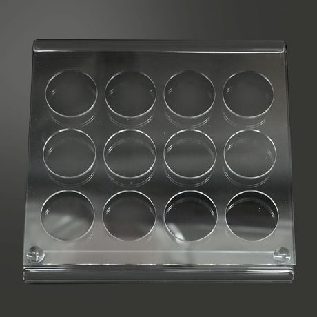 Clear Acrylic 12 Compartment Gemstone Jar Holder - Jars Diameter 1-1/8" 