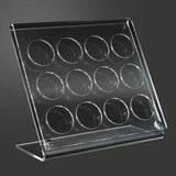 Clear Acrylic 12 Compartment Gemstone Jar Holder - Jars Diameter 1-1/8" 